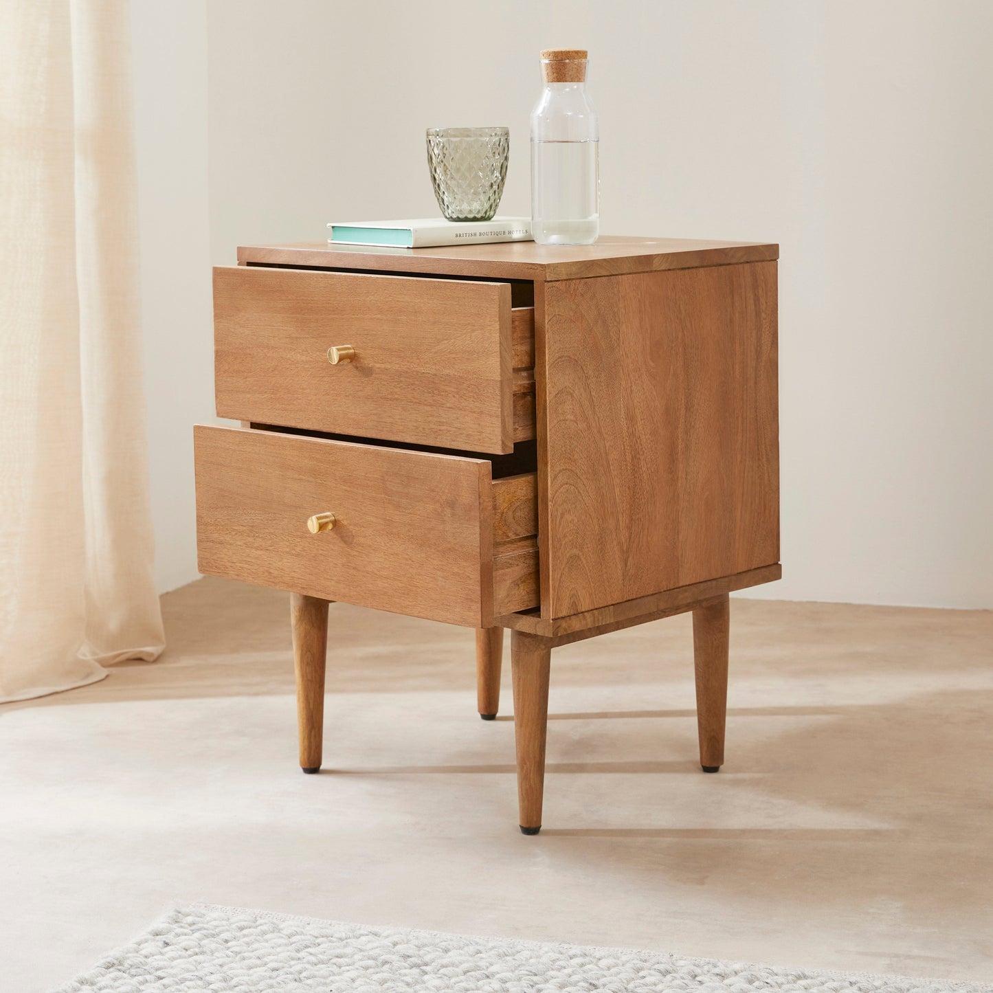 Fishe & Lilly Scandinavian Light Walnut Oslo Bedside Table