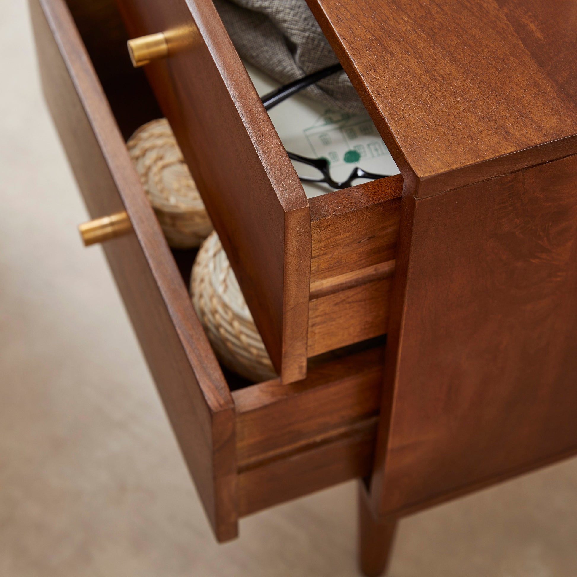 Fishe & Lilly Scandinavian Walnut Oslo Bedside Table - White Bear Furnishings