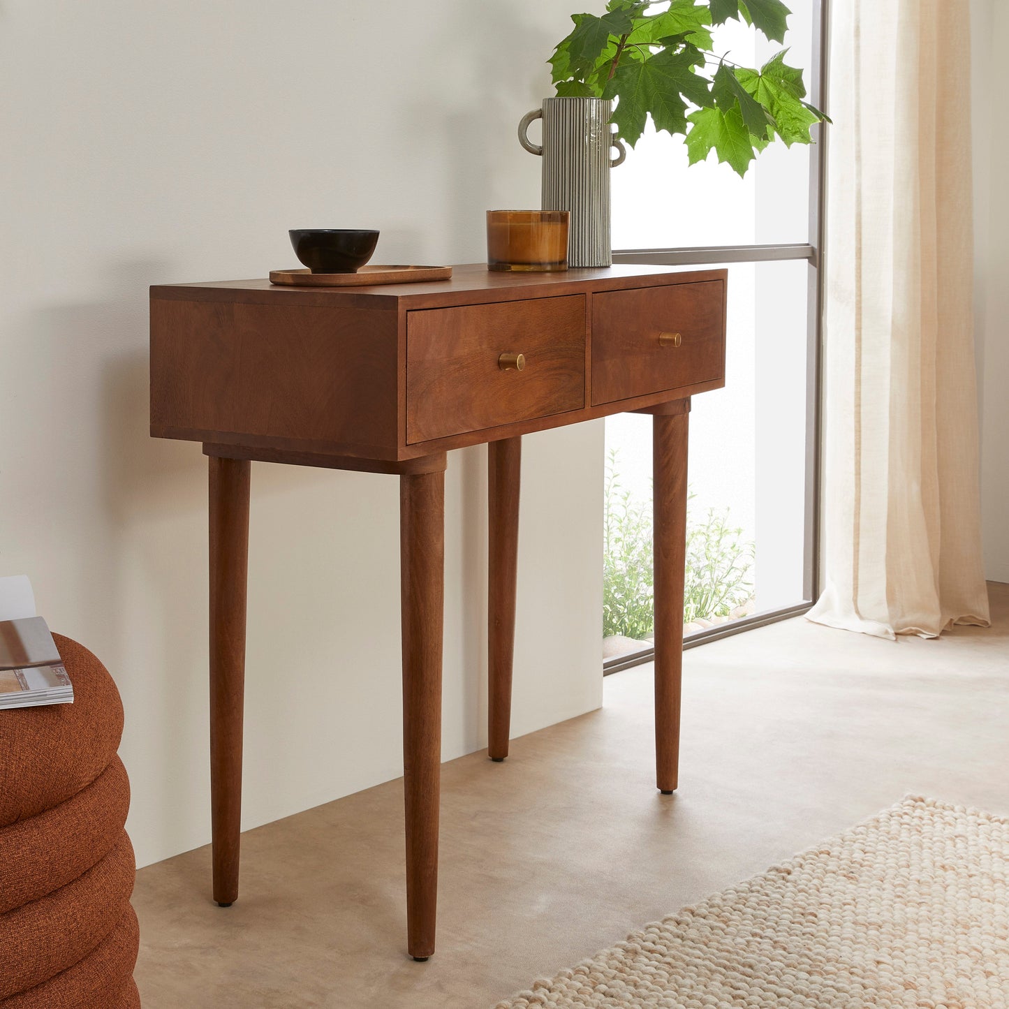 Fishe & Lilly Scandinavian Walnut Oslo Console, Dressing Table, and Desk