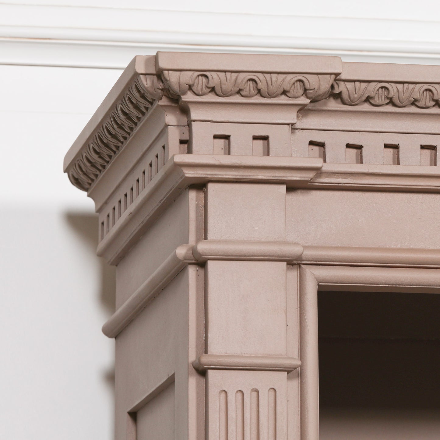 Handcrafted Taupe Painted Mahogany Bookcase Display Cabinet - PFA82