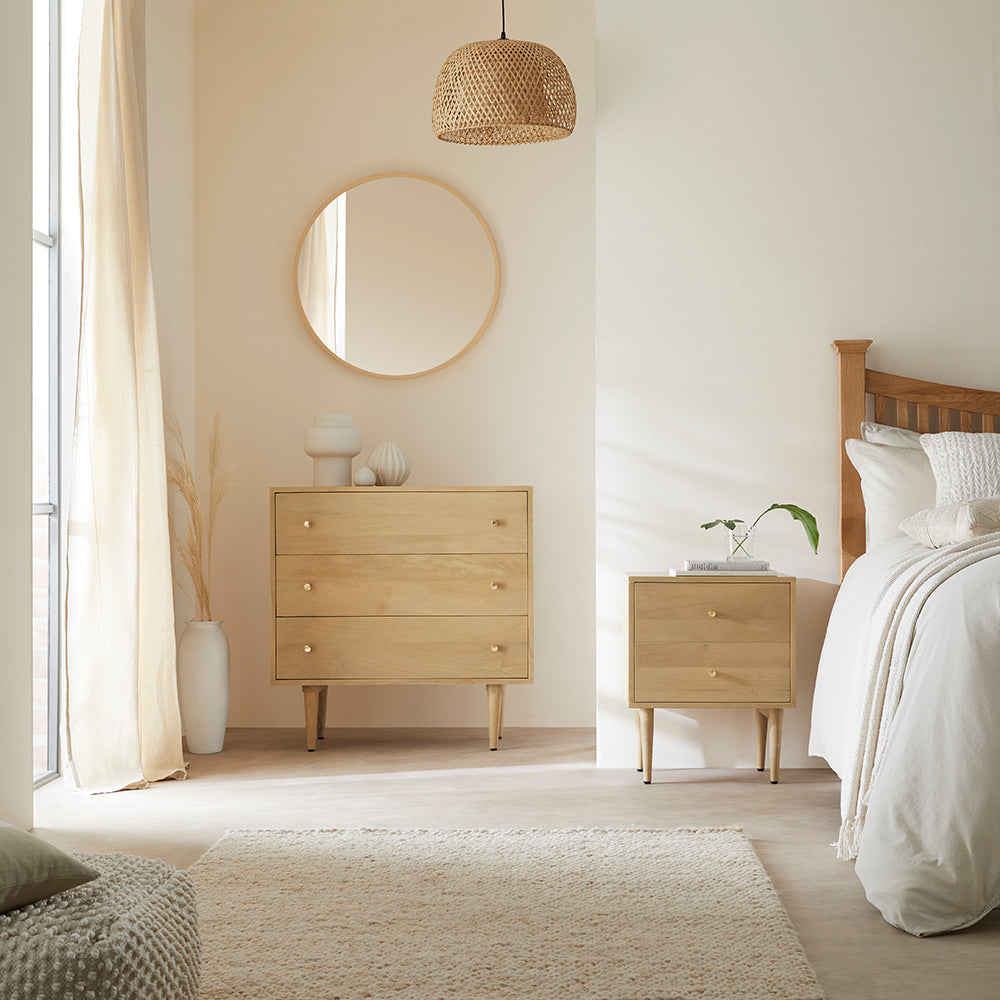 Fishe & Lilly Scandinavian Light Oak Oslo Bedside Table - White Bear Furnishings