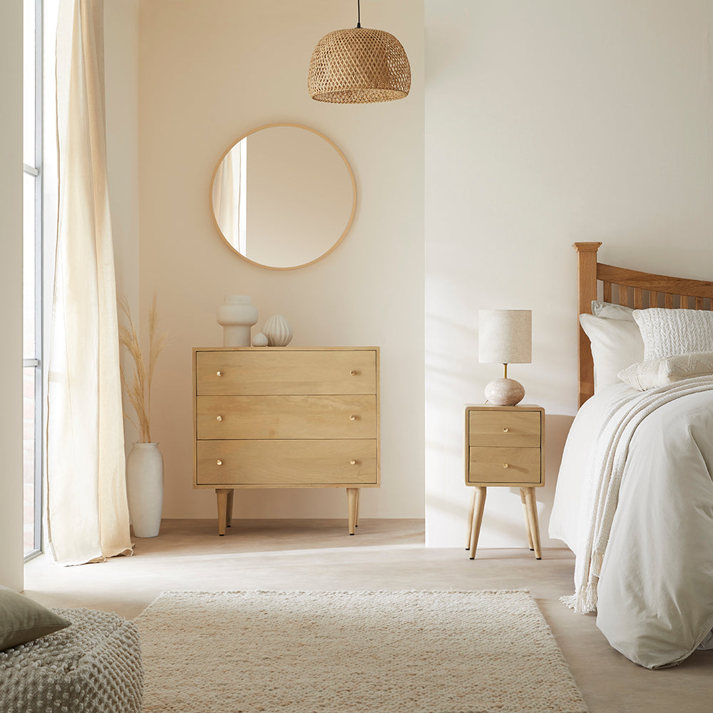 Fishe & Lilly Light Oak Logan Narrow Bedside Table