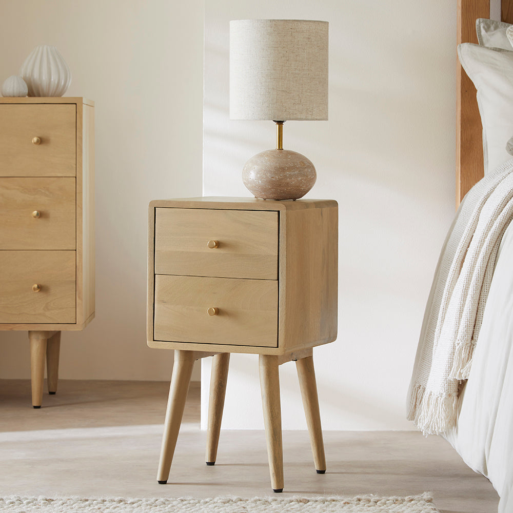 Fishe & Lilly Light Oak Logan Narrow Bedside Table