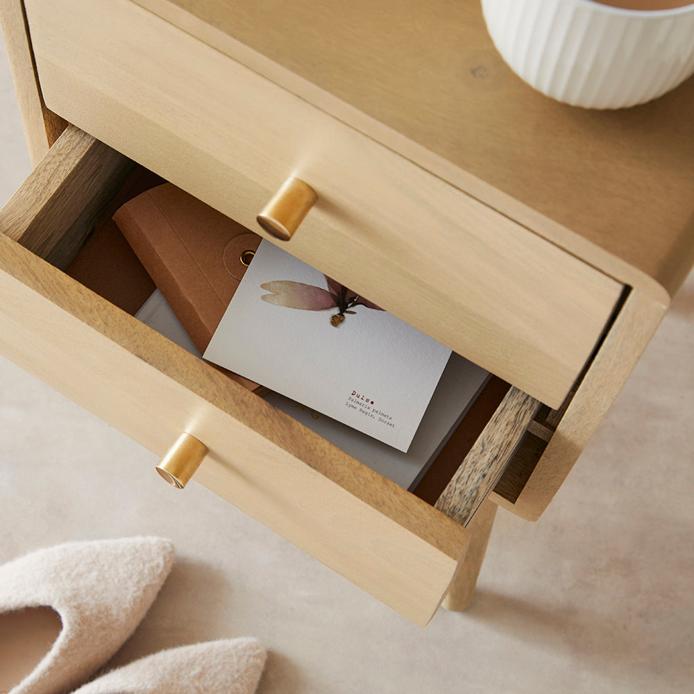 Fishe & Lilly Light Oak Logan Narrow Bedside Table
