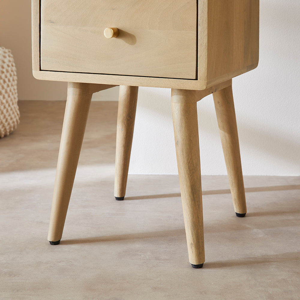 Fishe & Lilly Light Oak Logan Narrow Bedside Table