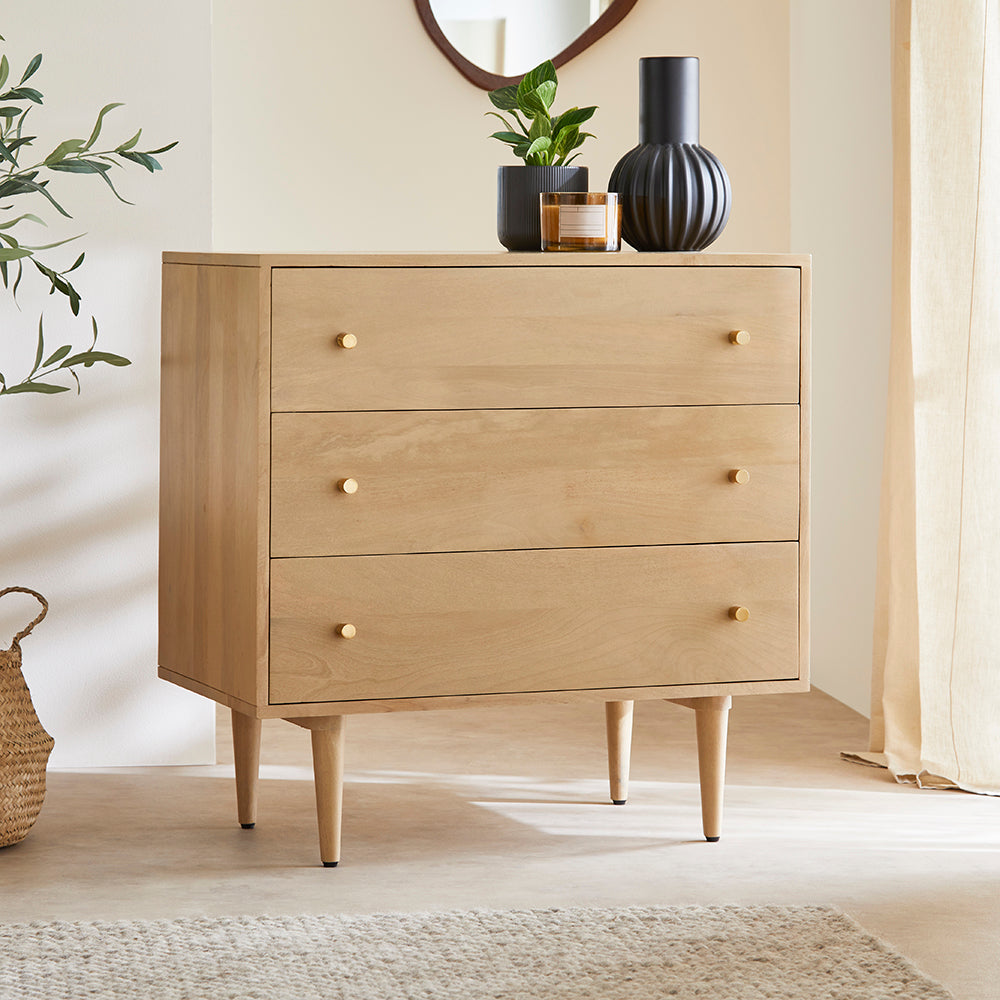 Fishe & Lilly Scandinavian Light Oak Oslo Chest of 3 Drawers - White Bear Furnishings