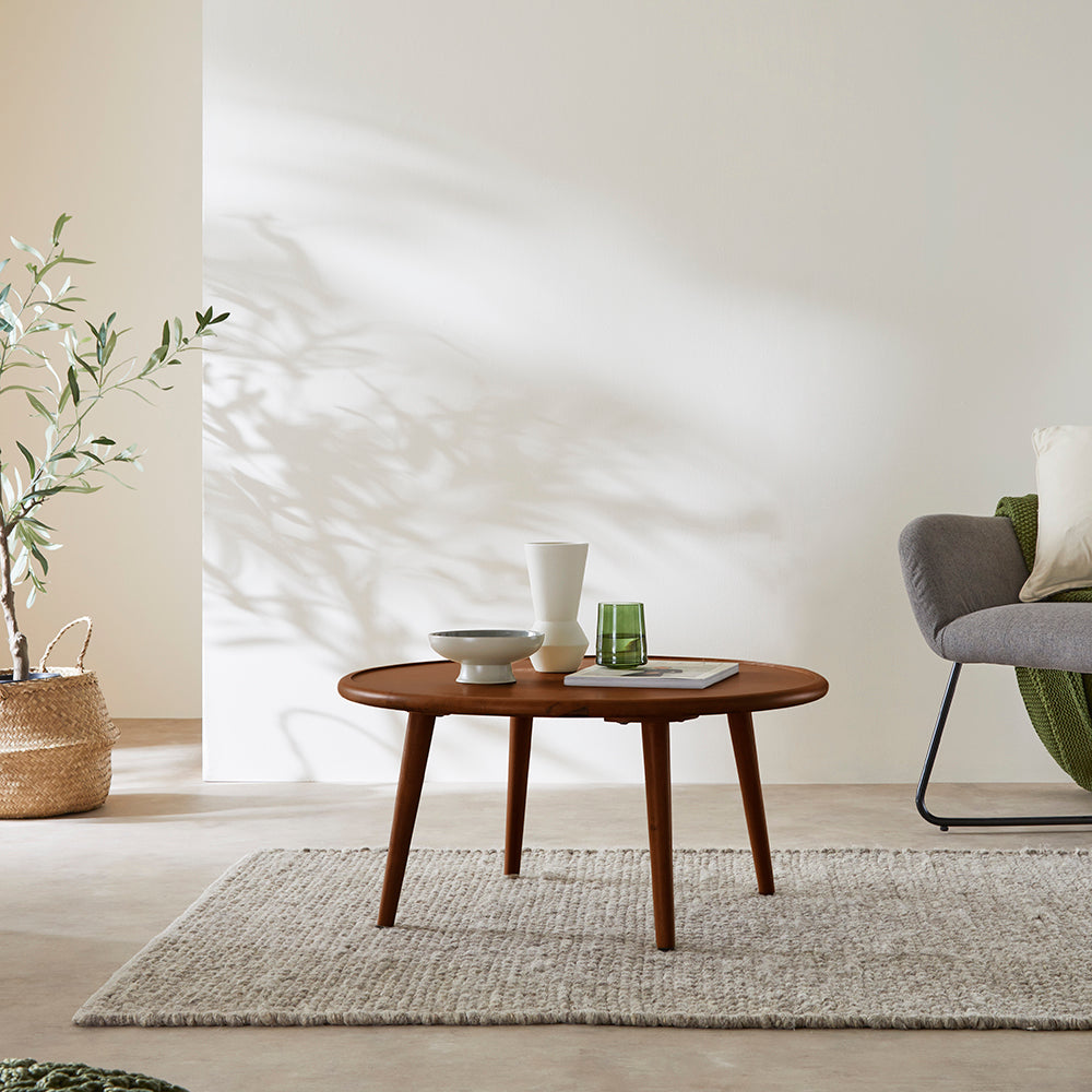 Fishe & Lilly Scandinavian Walnut Round Coffee Table - White Bear Furnishings