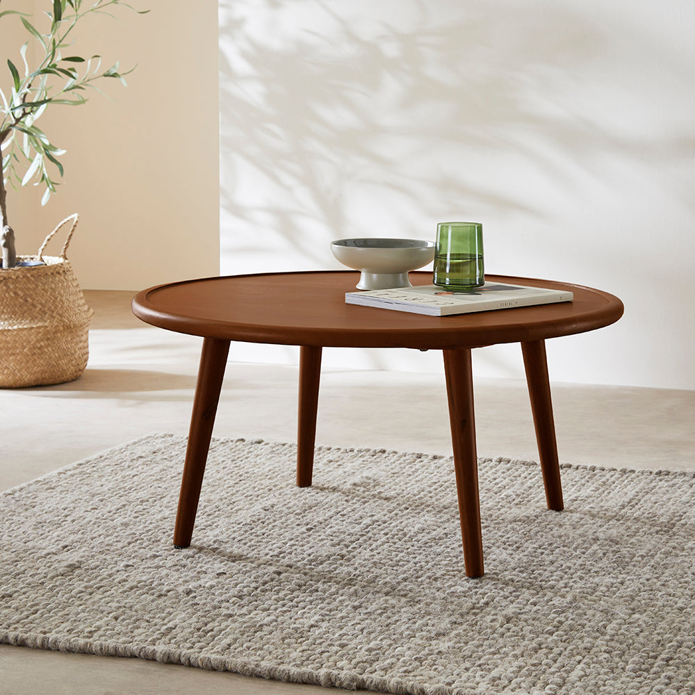 Fishe & Lilly Scandinavian Walnut Round Coffee Table - White Bear Furnishings