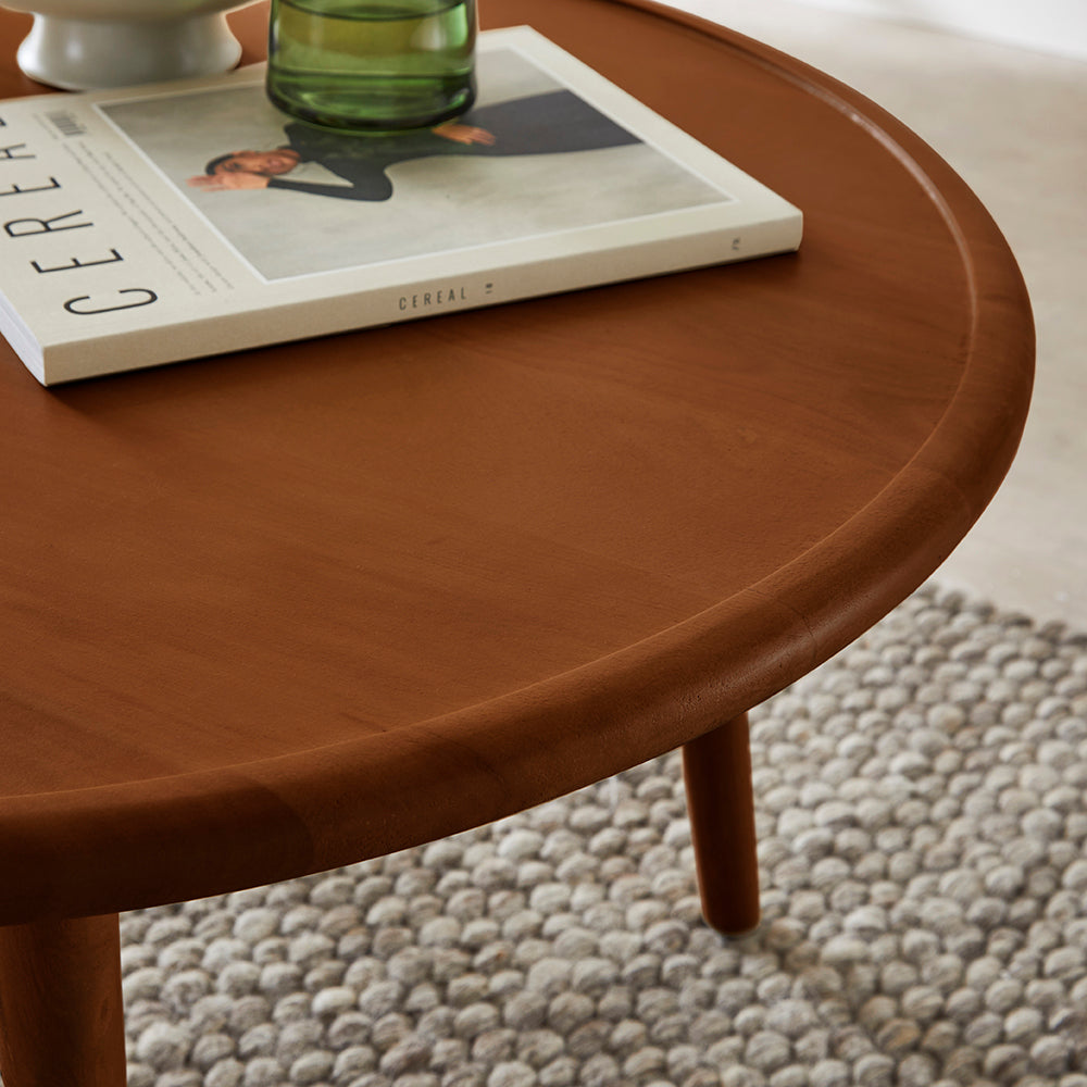 Fishe & Lilly Scandinavian Walnut Round Coffee Table - White Bear Furnishings
