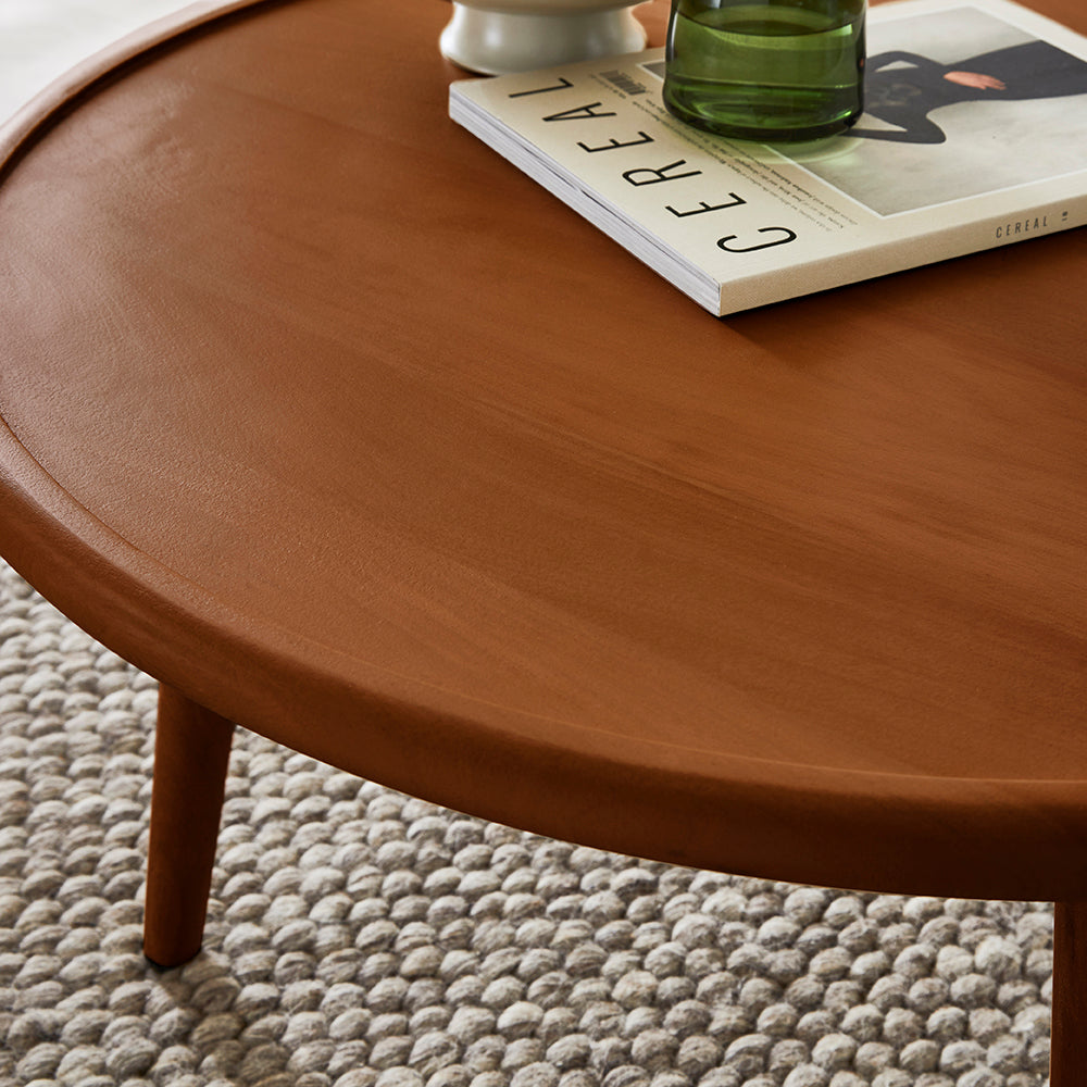 Fishe & Lilly Scandinavian Walnut Round Coffee Table - White Bear Furnishings