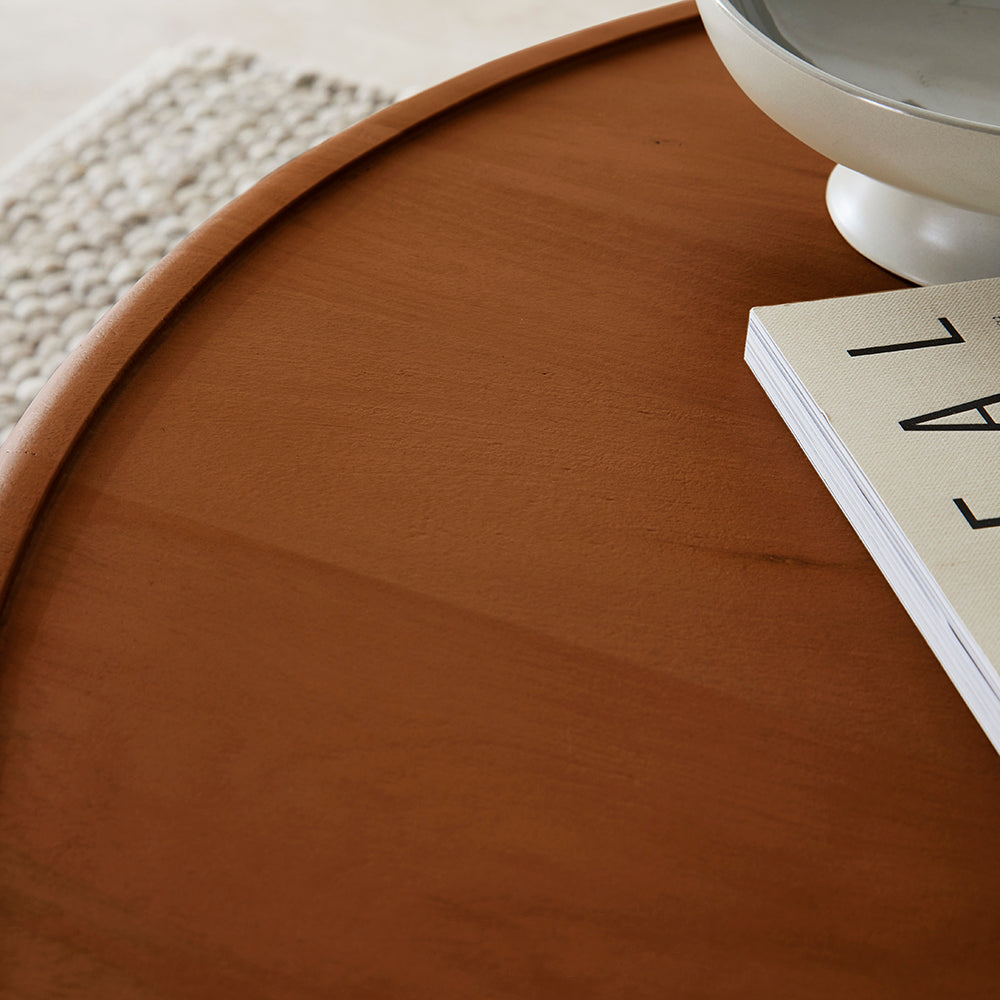 Fishe & Lilly Scandinavian Walnut Round Coffee Table - White Bear Furnishings