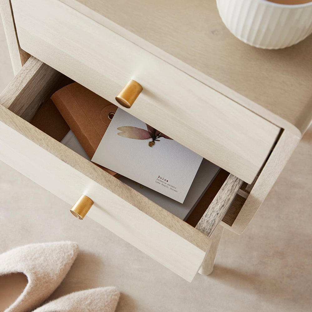 Fishe & Lilly Scandinavian White Oak Logan Narrow Bedside Table