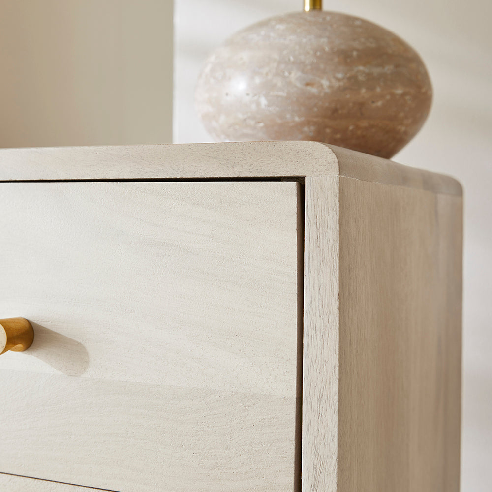 Fishe & Lilly Scandinavian White Oak Logan Narrow Bedside Table - White Bear Furnishings