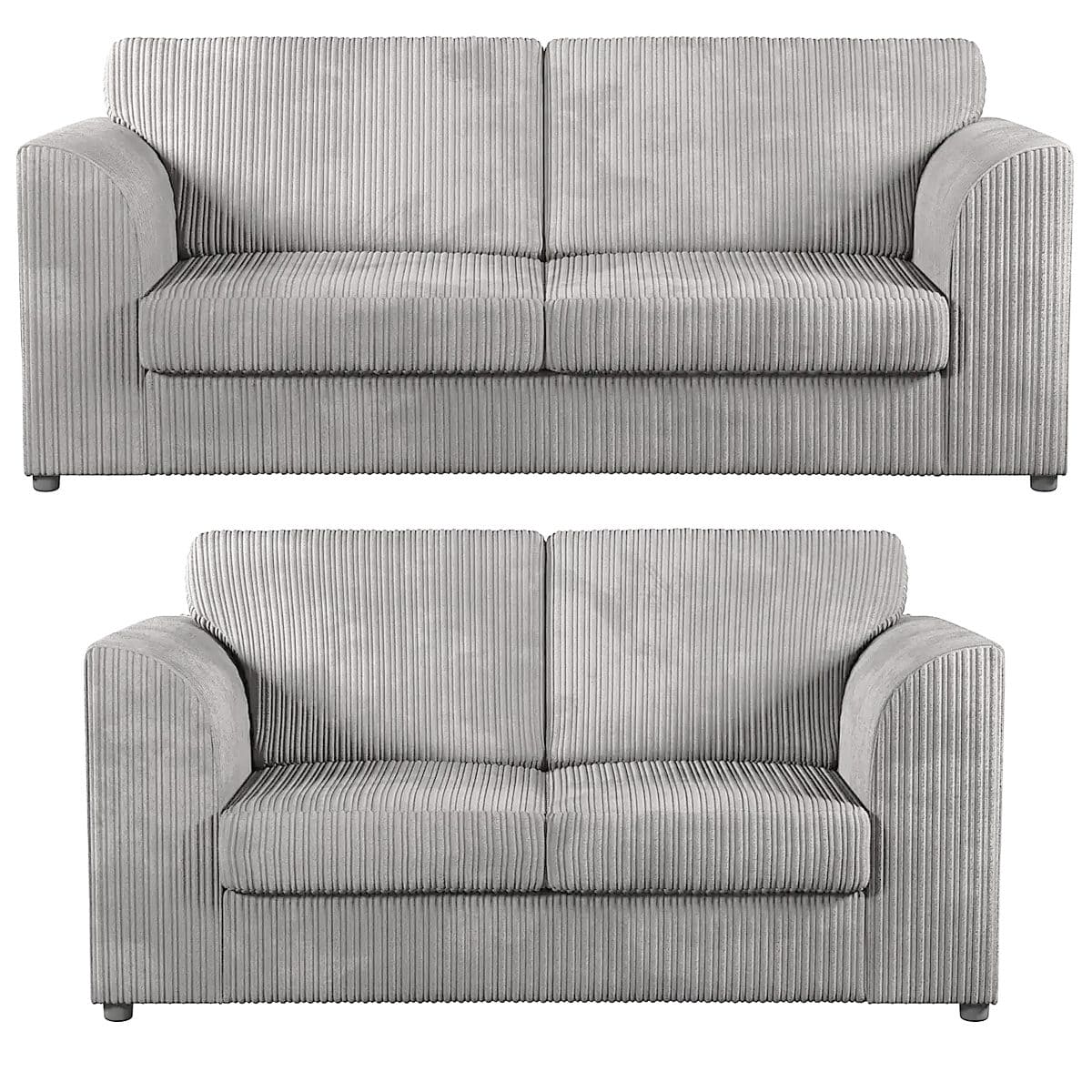Set of 2 Jumbo Cord (High Back) (3+2) Seater Sofas - Available in 7 Colours - White Bear Furnishings