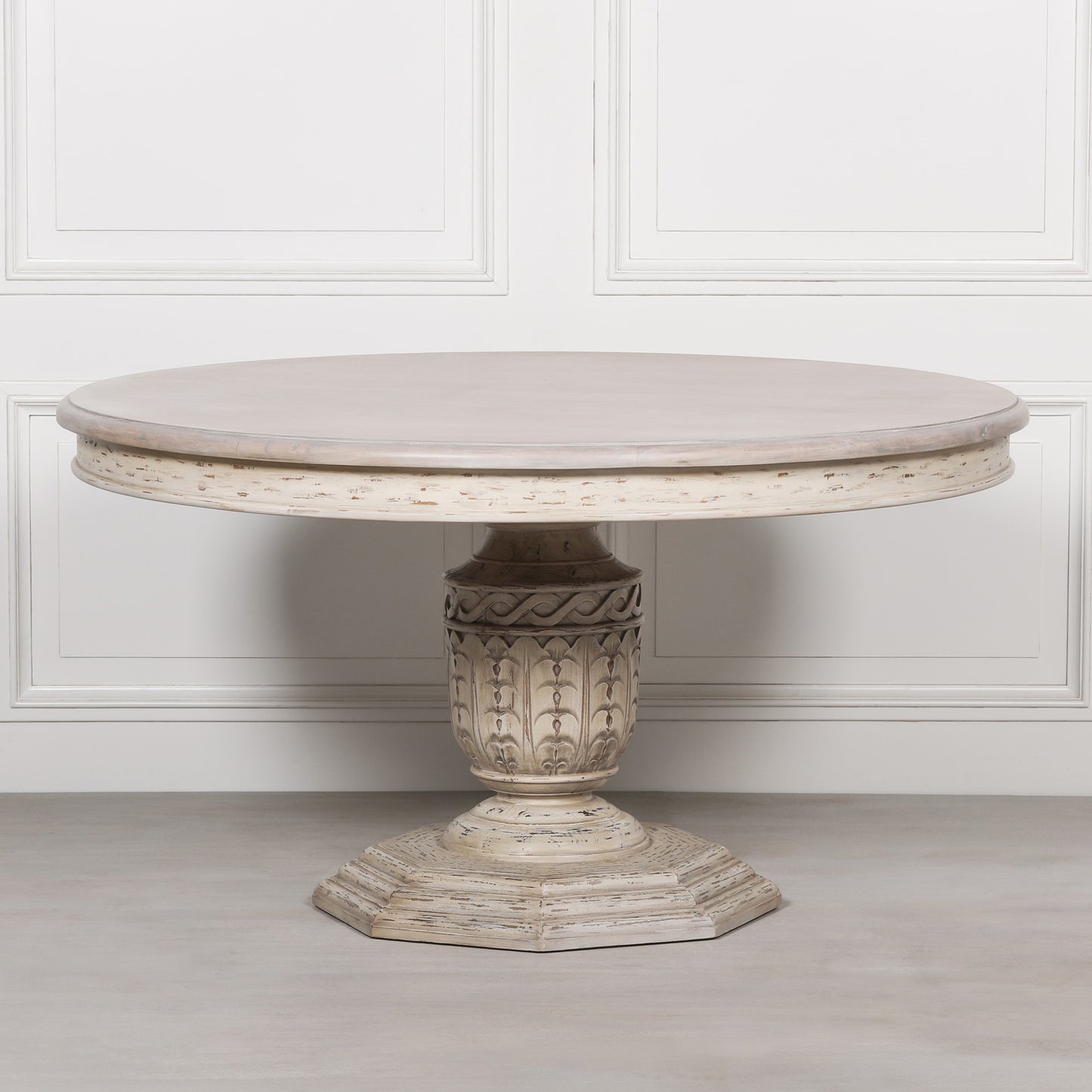 Maison Reproductions Heavy Distressed 145cm Round Dining Table - WDT07