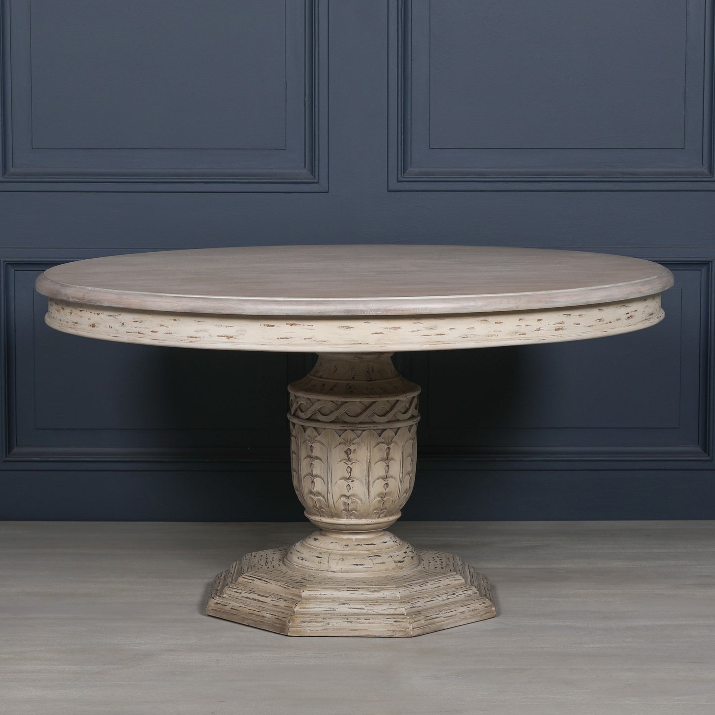 Maison Reproductions Heavy Distressed 145cm Round Dining Table - WDT07