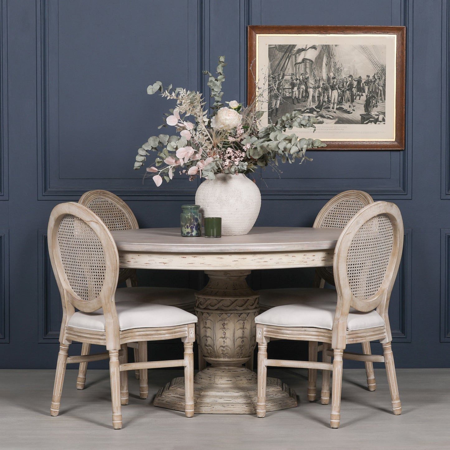 Maison Reproductions Heavy Distressed 145cm Round Dining Table - WDT07