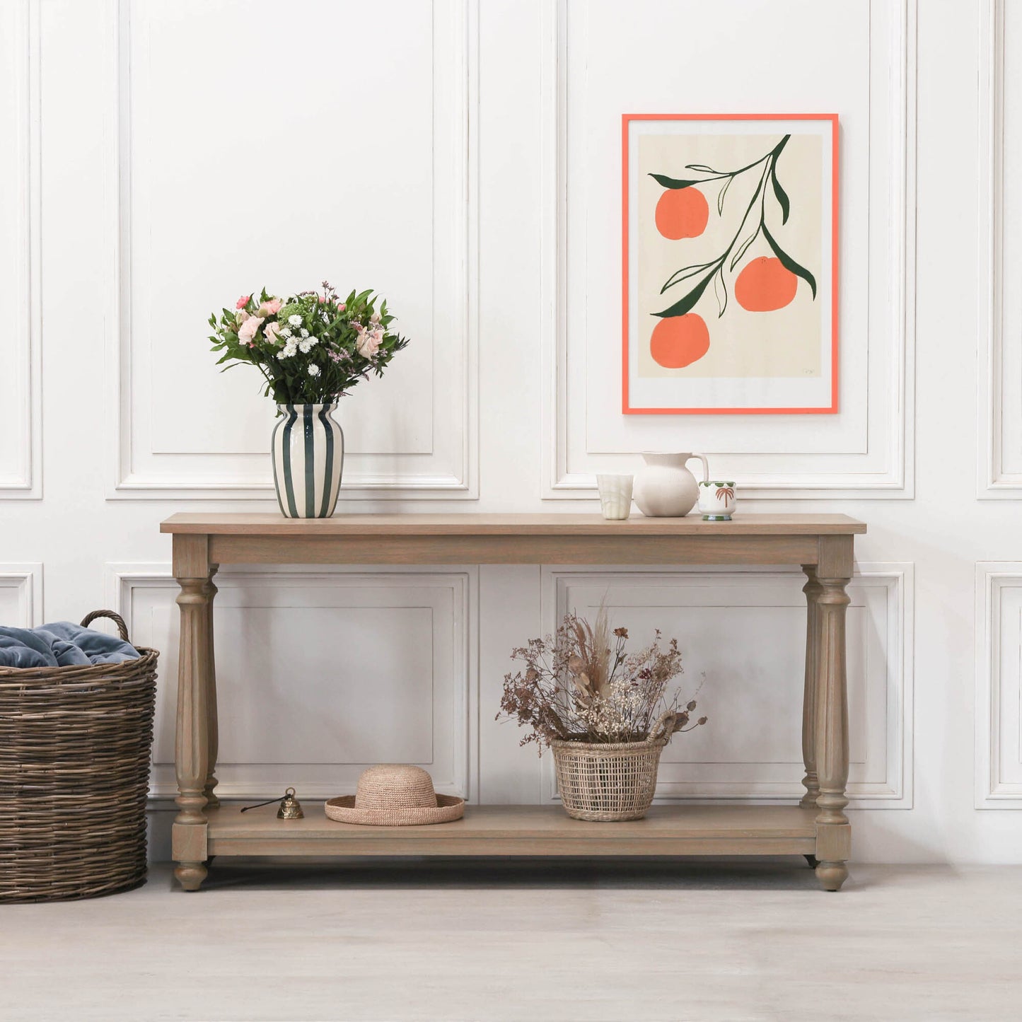 Maison Reproductions Rustic Wooden Farmhouse Console Table