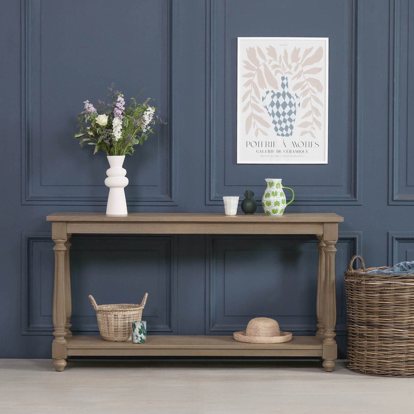 Maison Reproductions Rustic Wooden Farmhouse Console Table