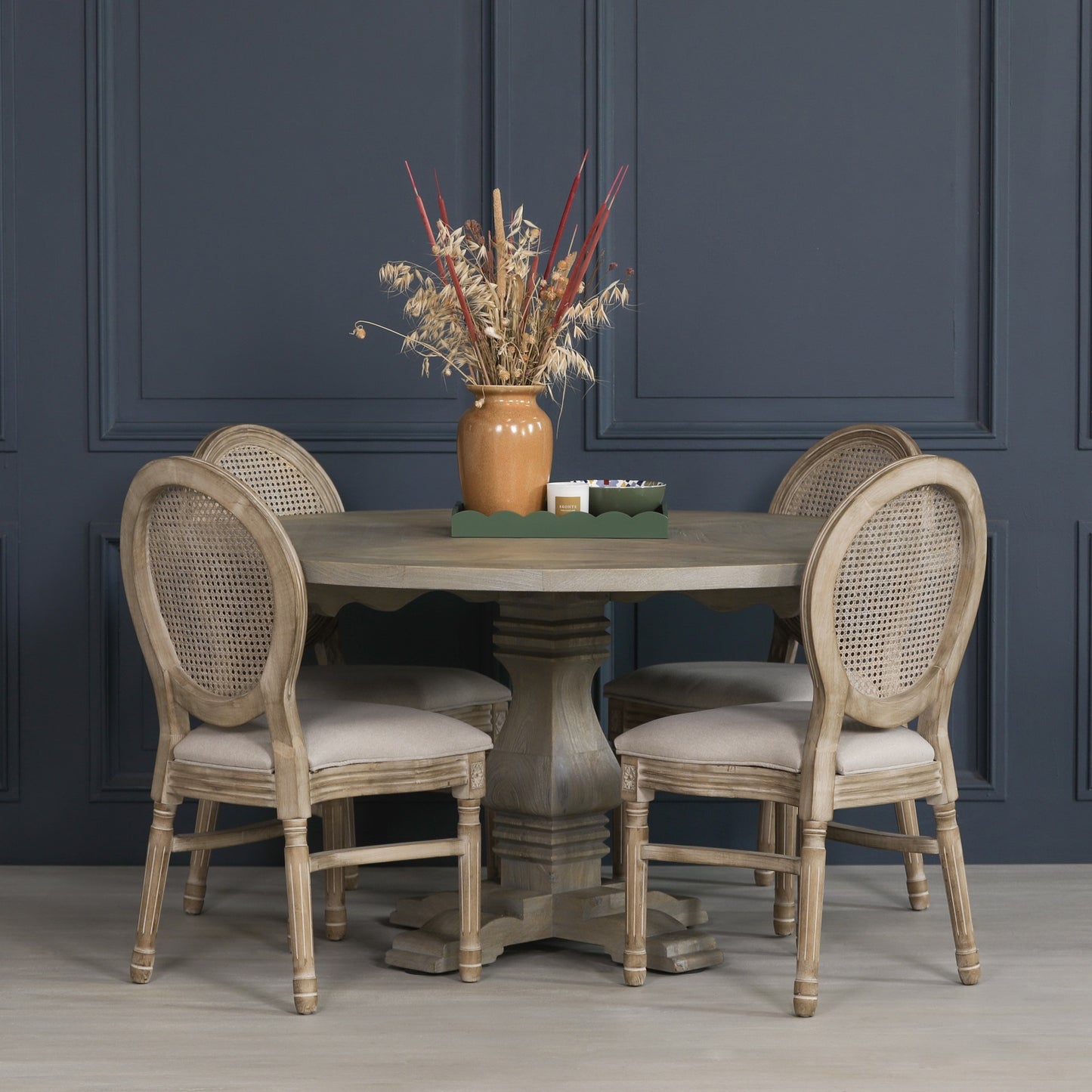 Maison Reproductions Rustic Wooden Round Pedestal Dining Table - WFA62