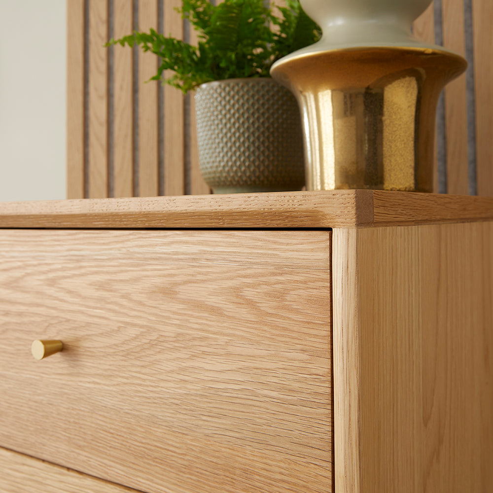 Fishe & Lilly Wright Oak Tallboy Chest of 5 Drawers