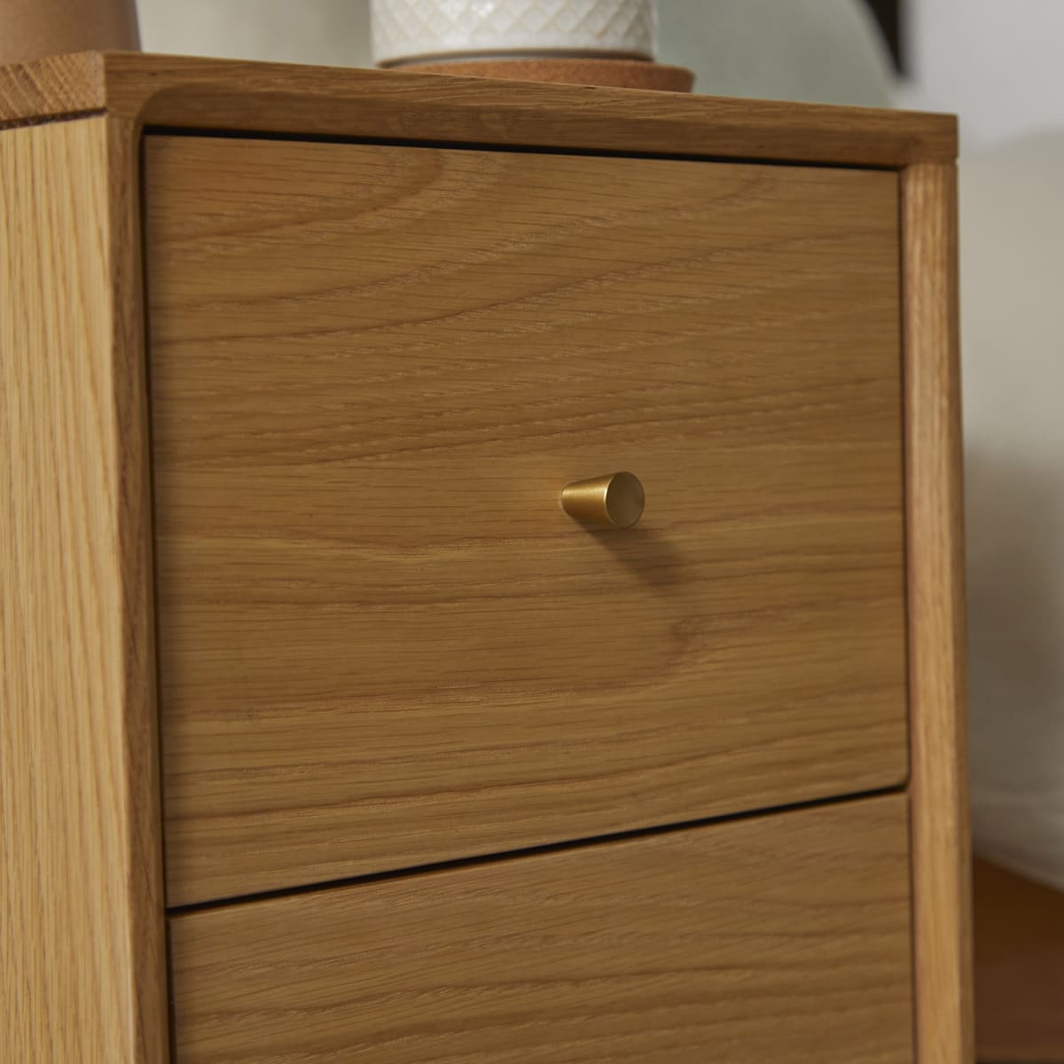 Fishe & Lilly Wright Narrow Oak Bedside Table - White Bear Furnishings