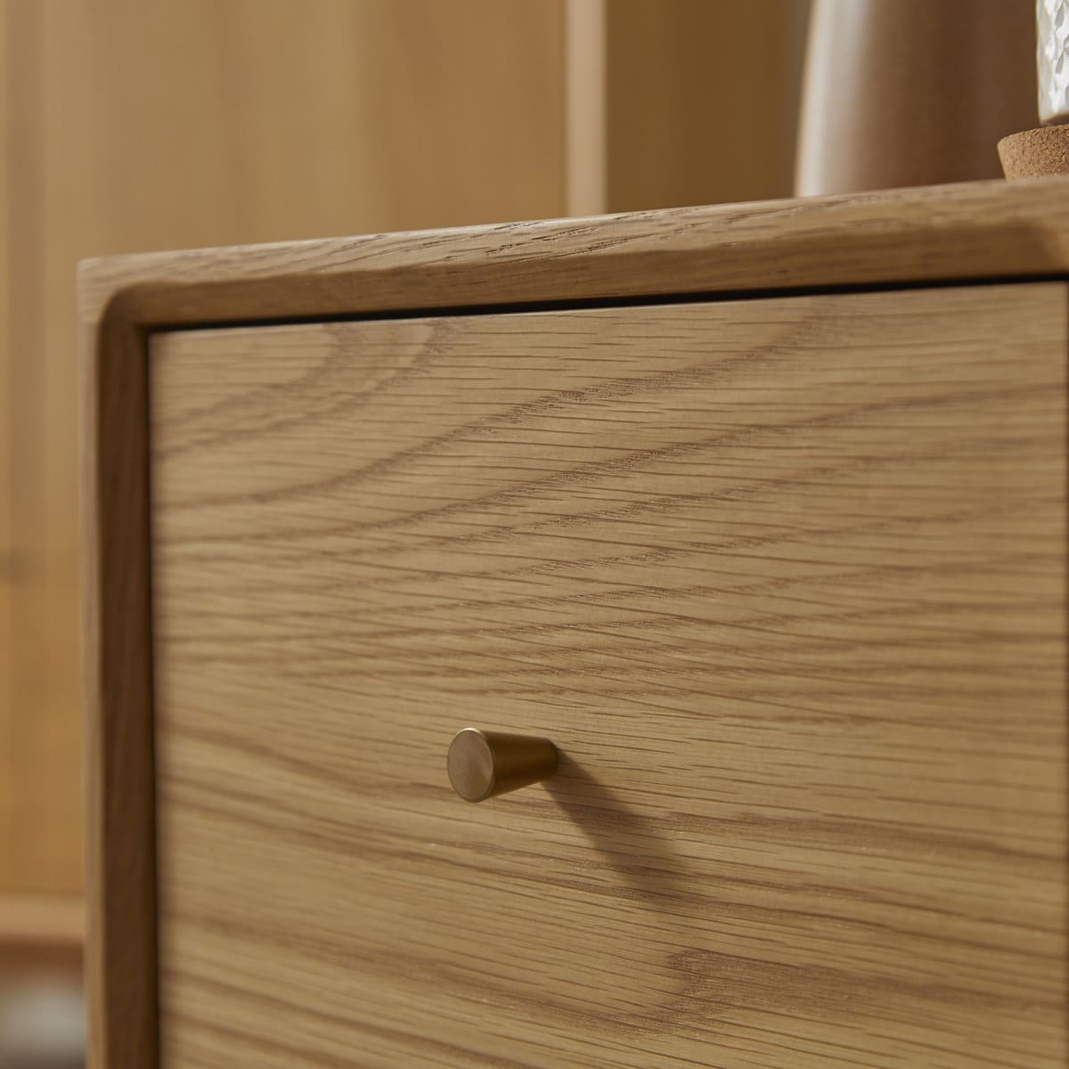 Fishe & Lilly Wright Narrow Oak Bedside Table - White Bear Furnishings