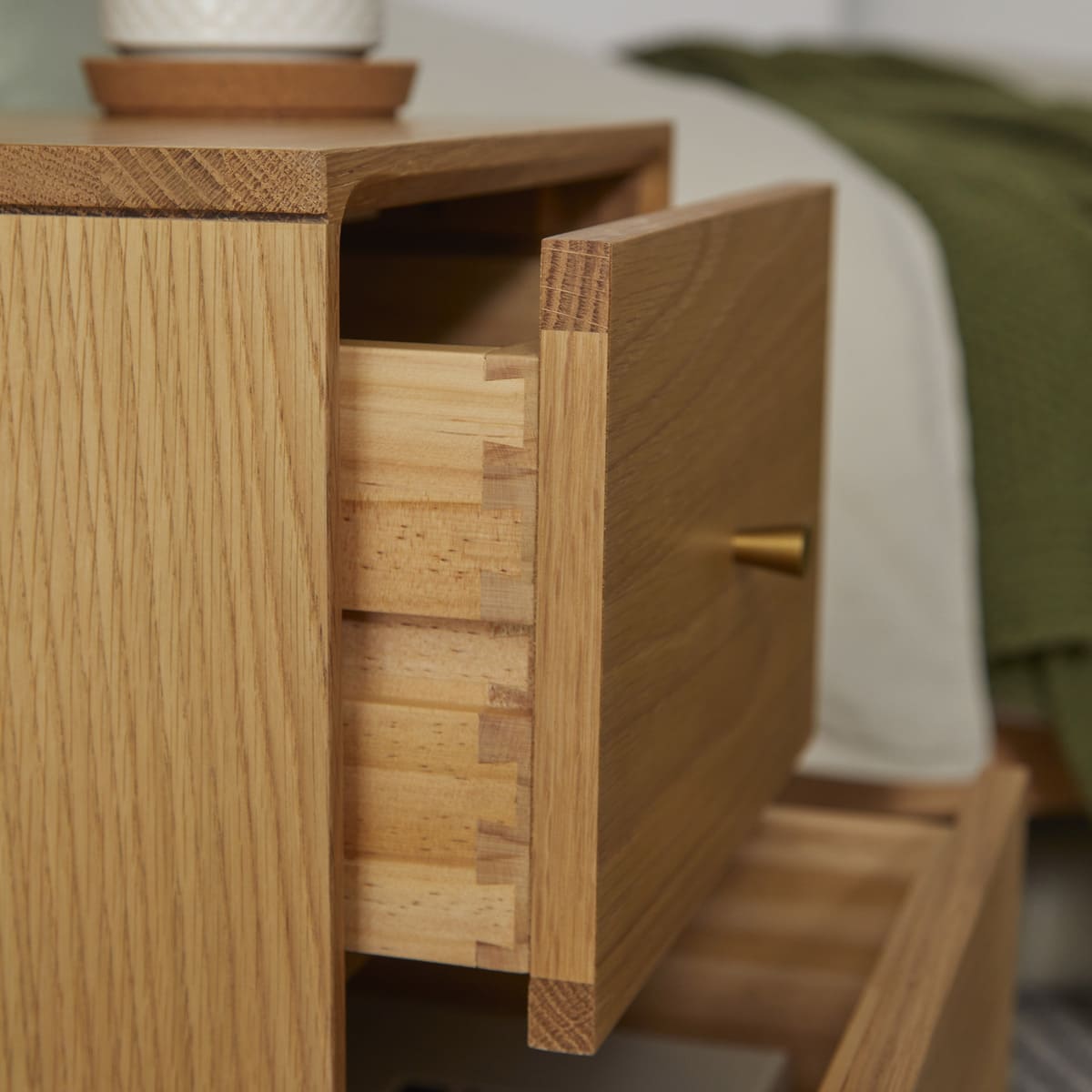 Fishe & Lilly Wright Narrow Oak Bedside Table