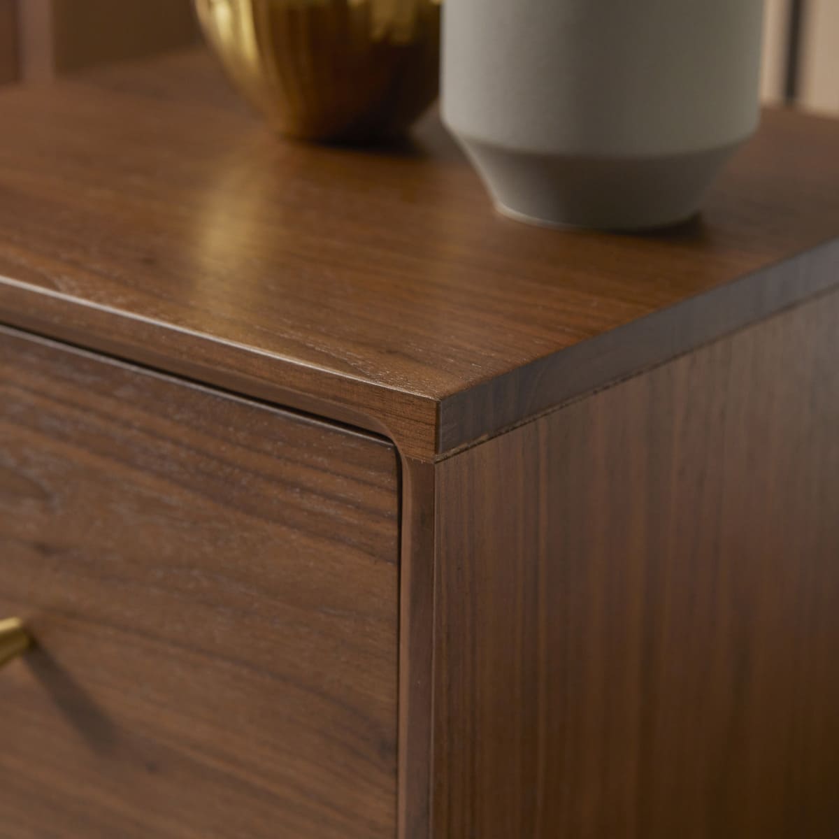 Fishe & Lilly Wright Narrow Walnut Bedside Table - White Bear Furnishings