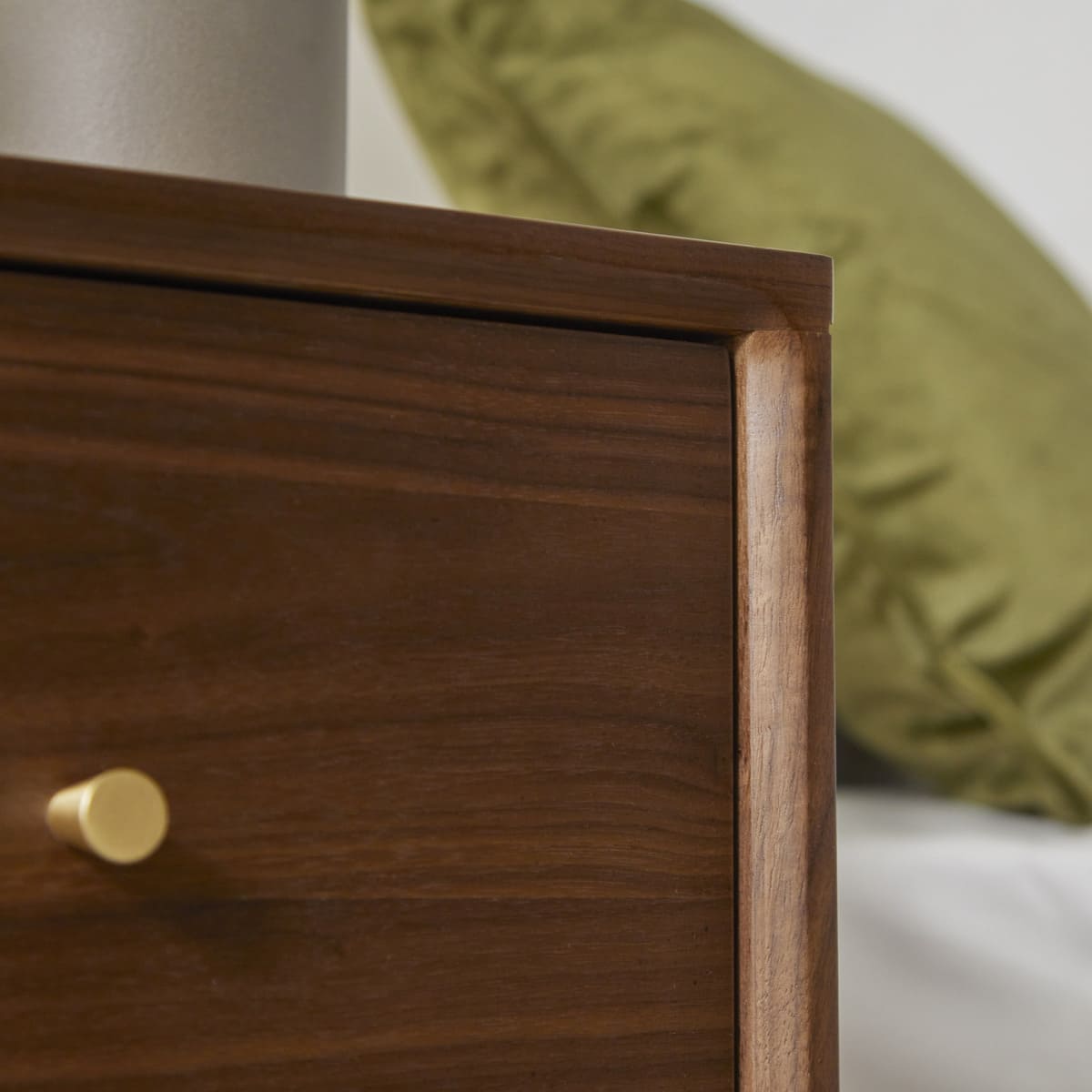 Fishe & Lilly Wright Narrow Walnut Bedside Table - White Bear Furnishings