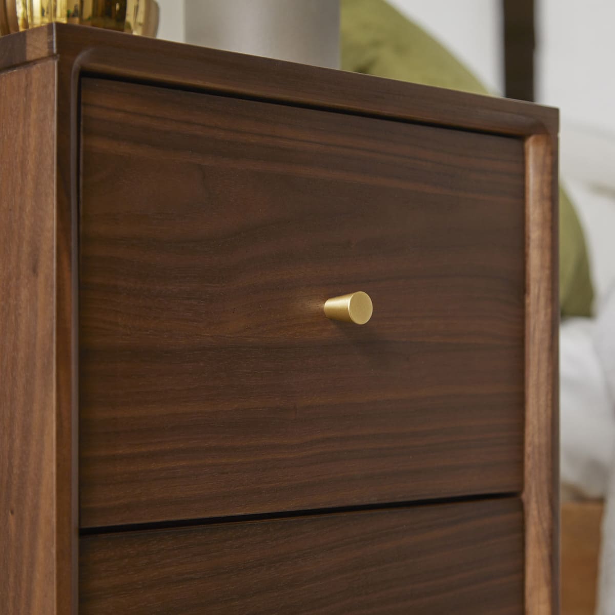 Fishe & Lilly Wright Narrow Walnut Bedside Table - White Bear Furnishings