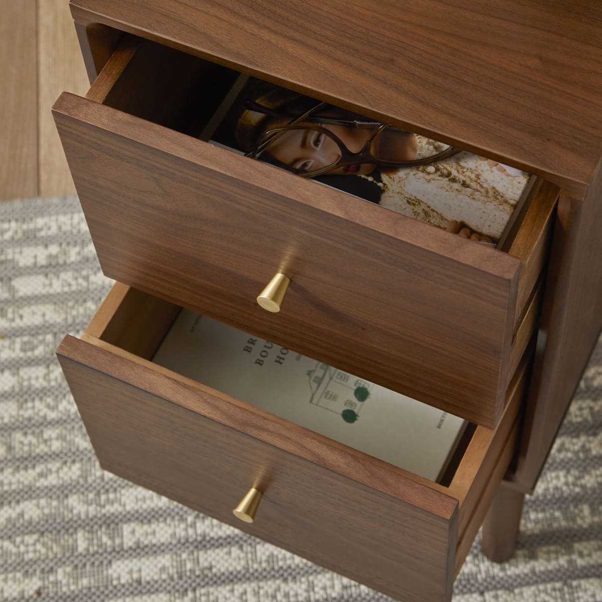 Fishe & Lilly Wright Narrow Walnut Bedside Table