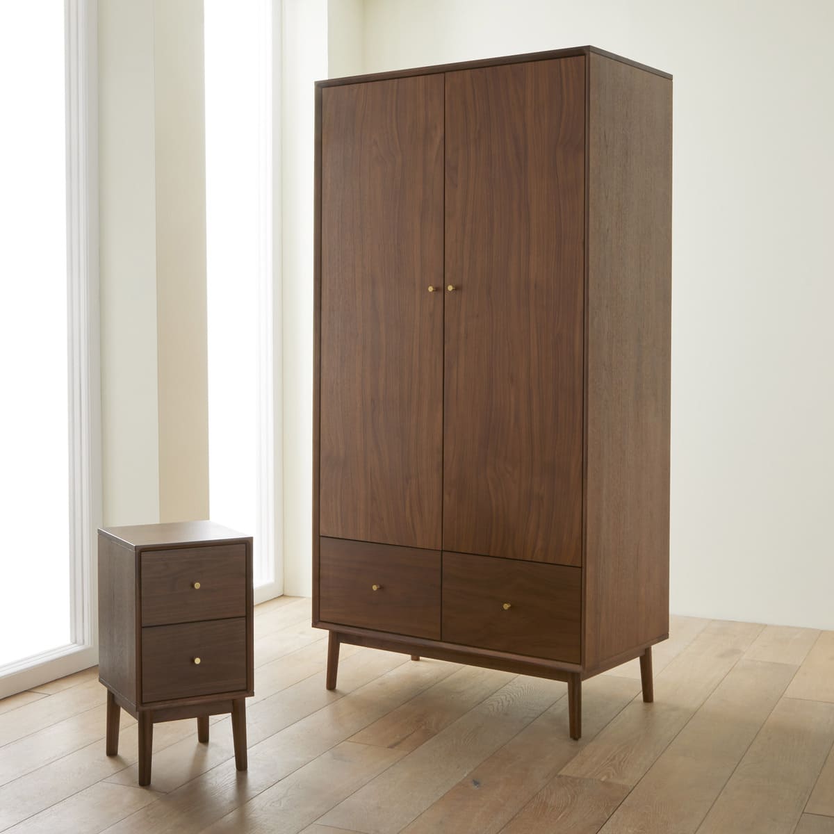 Fishe & Lilly Wright Narrow Walnut Bedside Table - White Bear Furnishings