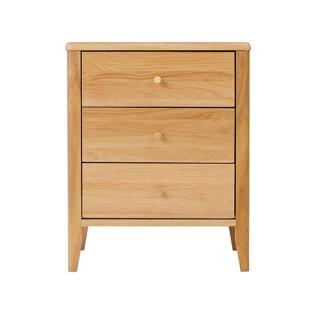 Fishe & Lilly Wright Oak 3 Drawer Bedside Table - White Bear Furnishings