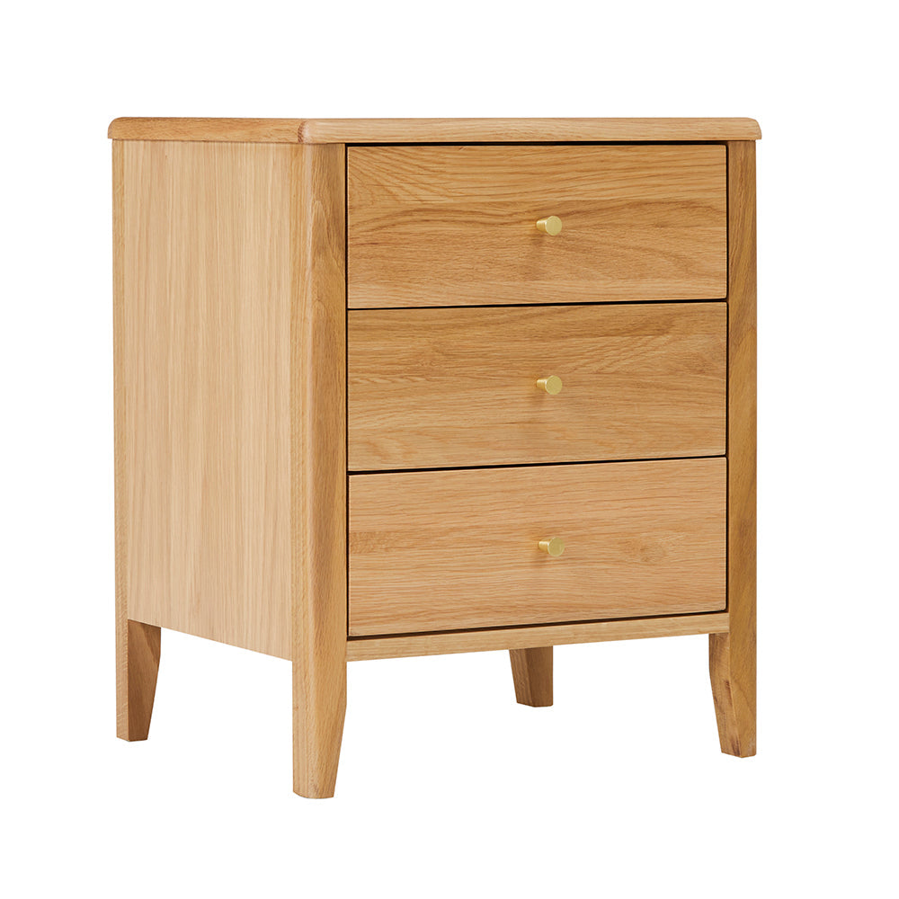Fishe & Lilly Wright Oak 3 Drawer Bedside Table - White Bear Furnishings