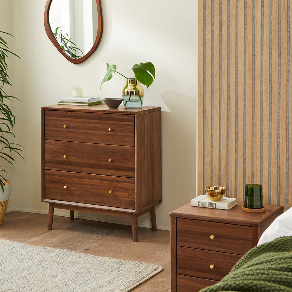 Fishe & Lilly Wright Walnut Chest of 3 Drawers
