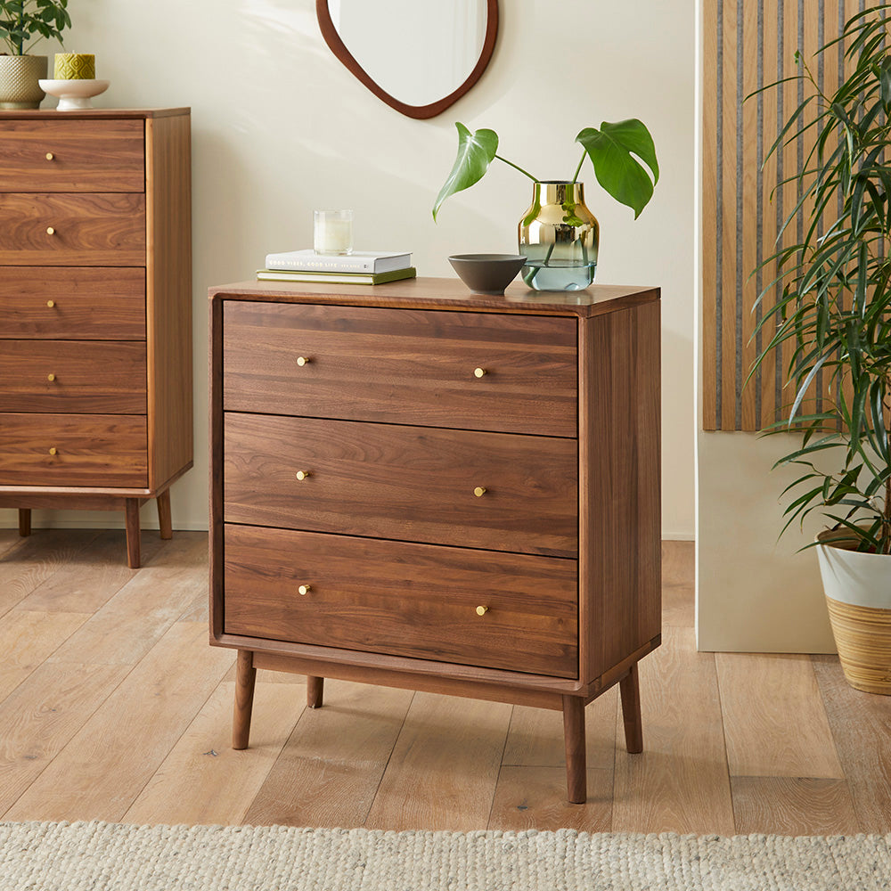 Fishe & Lilly Wright Walnut Chest of 3 Drawers - White Bear Furnishings