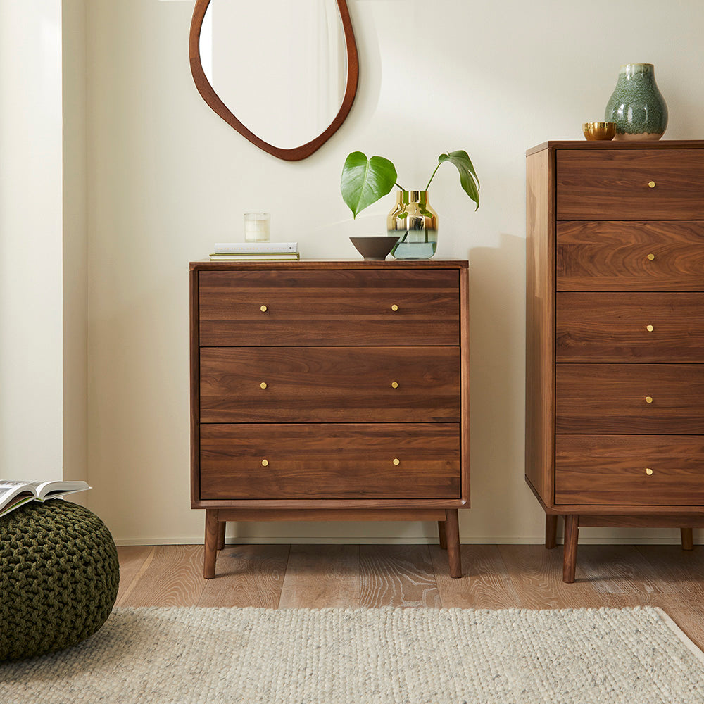 Fishe & Lilly Wright Walnut Chest of 3 Drawers