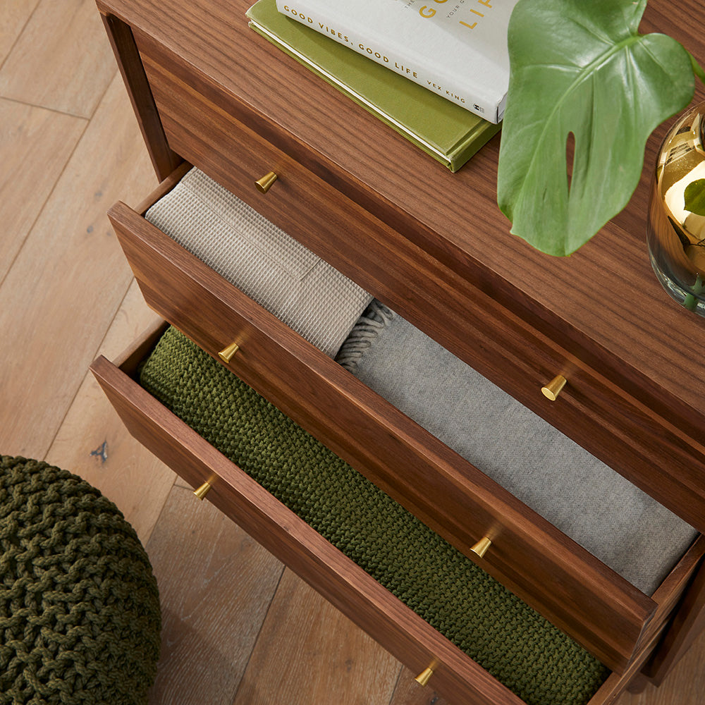 Fishe & Lilly Wright Walnut Chest of 3 Drawers