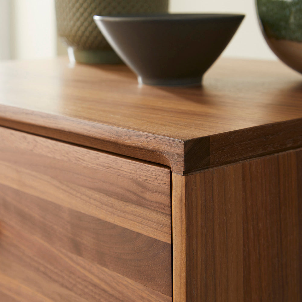 Fishe & Lilly Wright Walnut Tallboy Chest of 5 Drawers - White Bear Furnishings