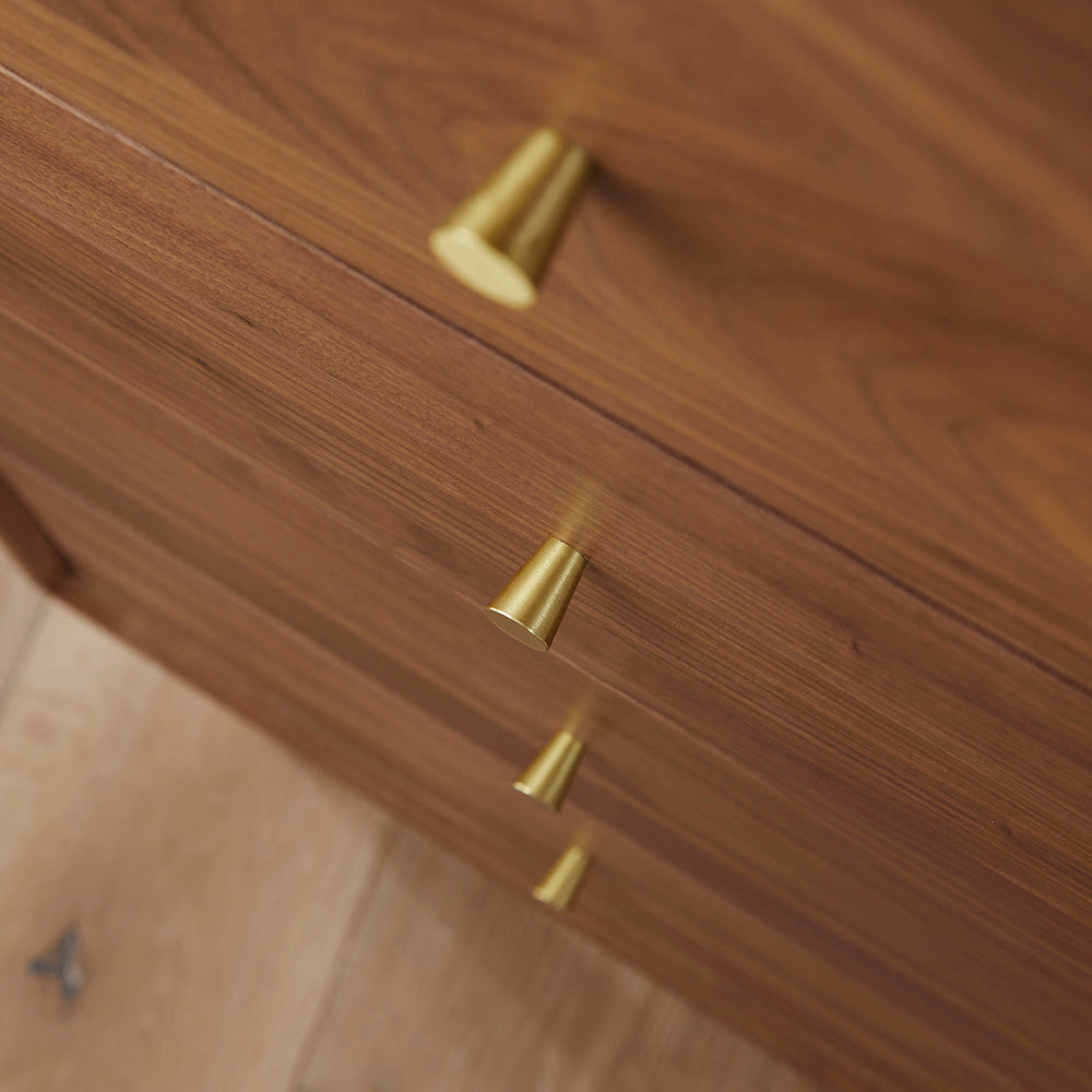 Fishe & Lilly Wright Walnut Tallboy Chest of 5 Drawers - White Bear Furnishings