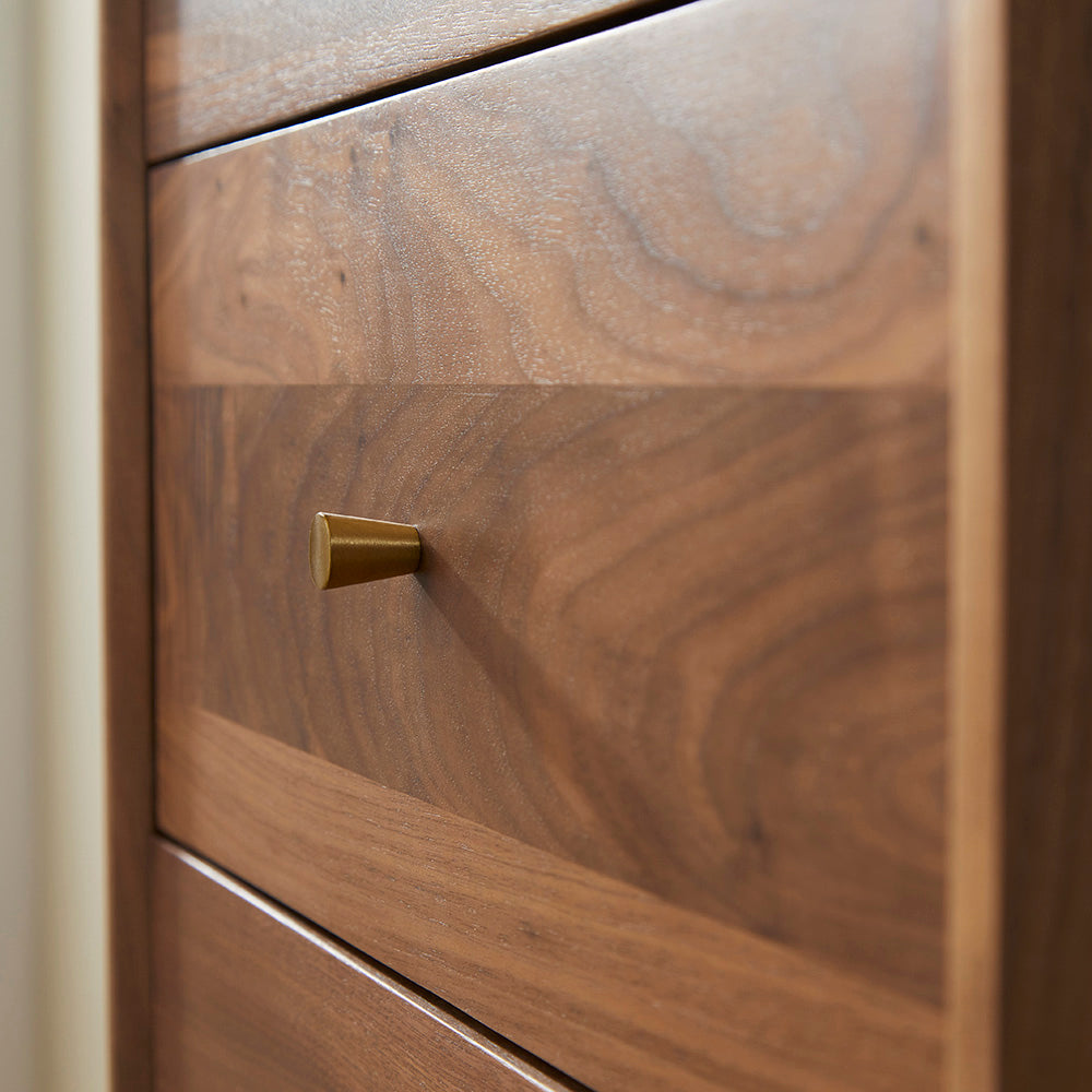 Fishe & Lilly Wright Walnut Tallboy Chest of 5 Drawers - White Bear Furnishings