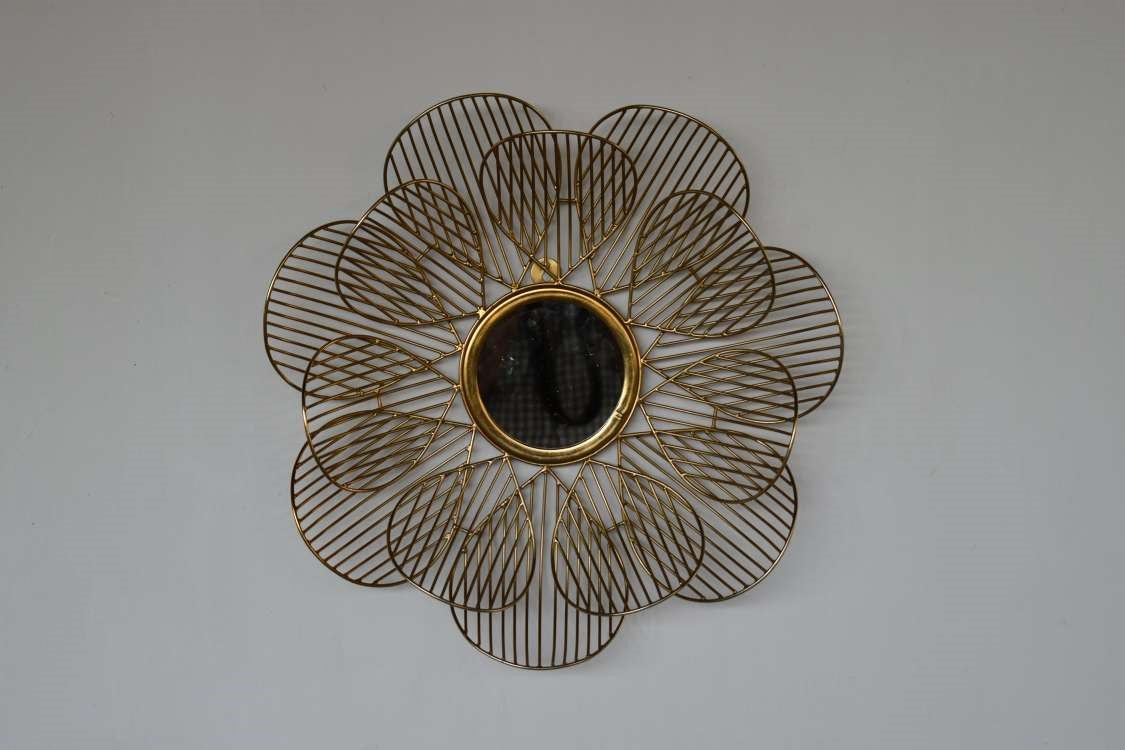 Handcrafted Iron Flower Mirror - IN1885 - White Bear Furnishings