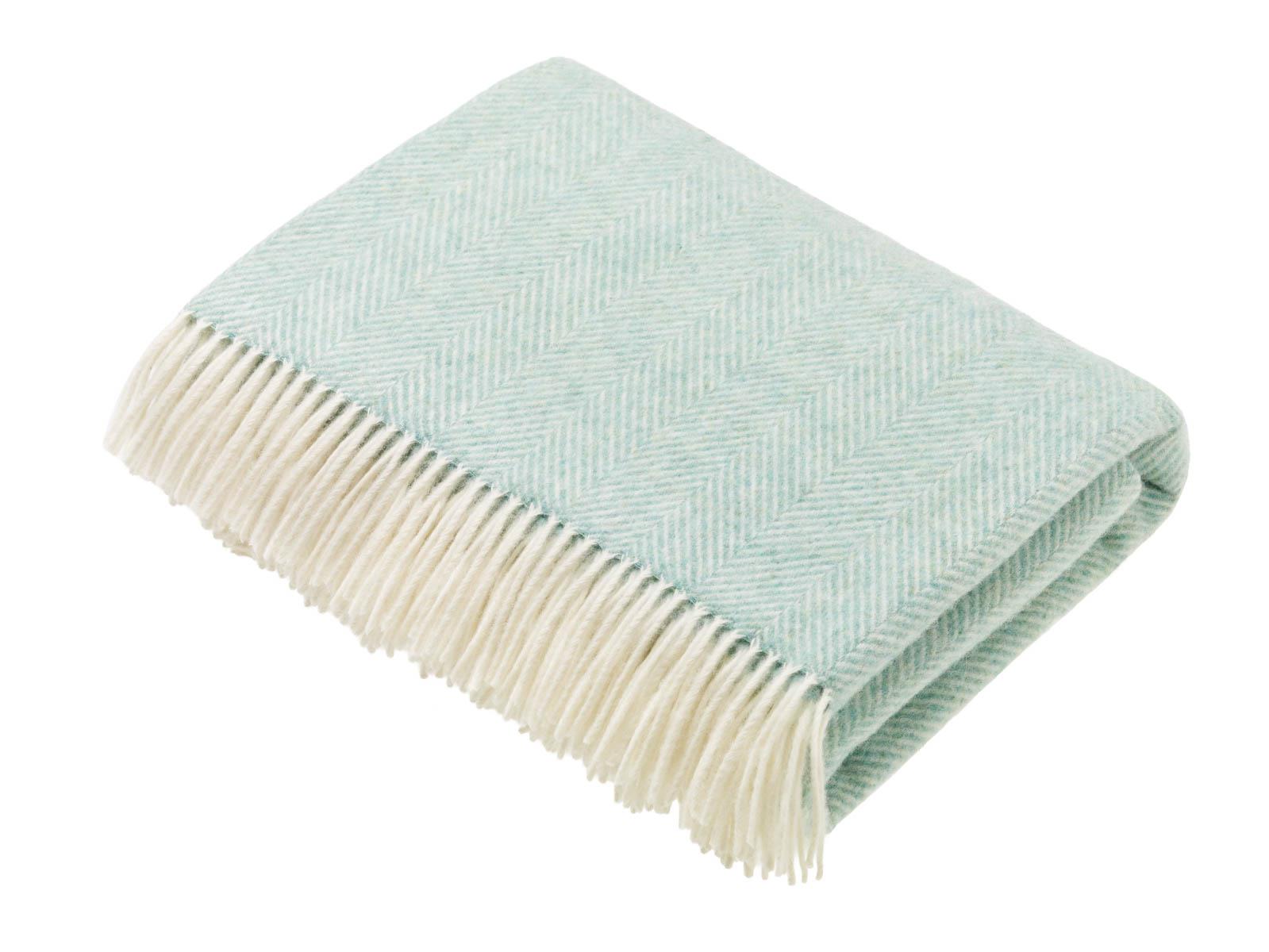Herringbone Merino Lambswool Throw - Eucalyptus - White Bear Furnishings