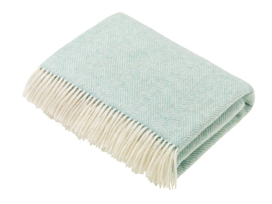 Herringbone Merino Lambswool Throw - Eucalyptus - White Bear Furnishings