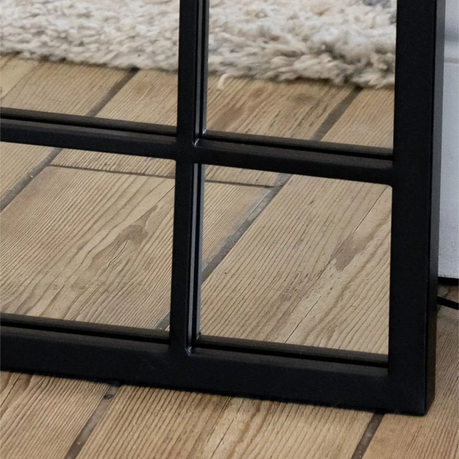 Aimi - Full Length Black Metal Rectangle Window Mirror - 180cm x 105cm. - White Bear Furnishings