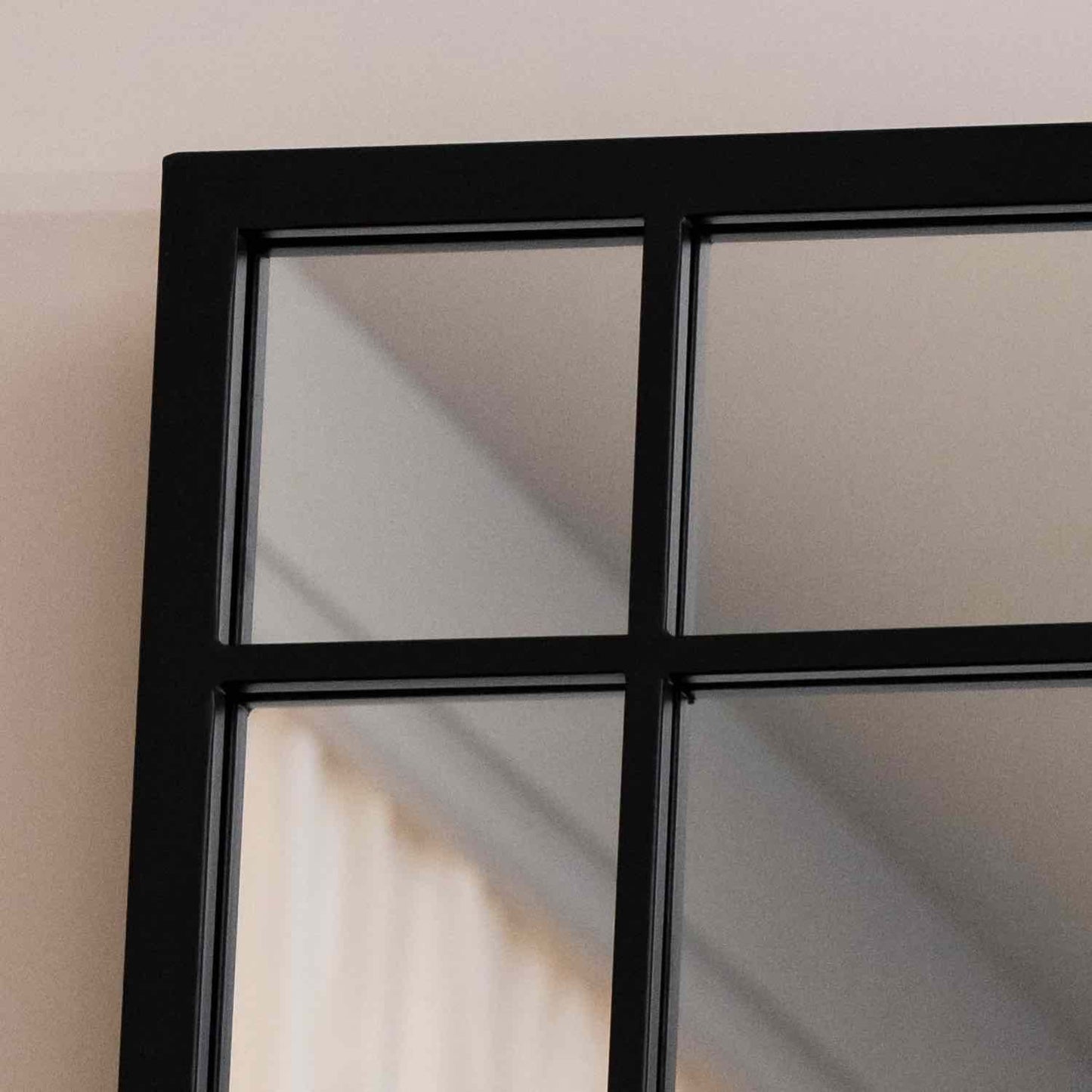 Aimi - Full Length Black Metal Rectangle Window Mirror - 180cm x 105cm.