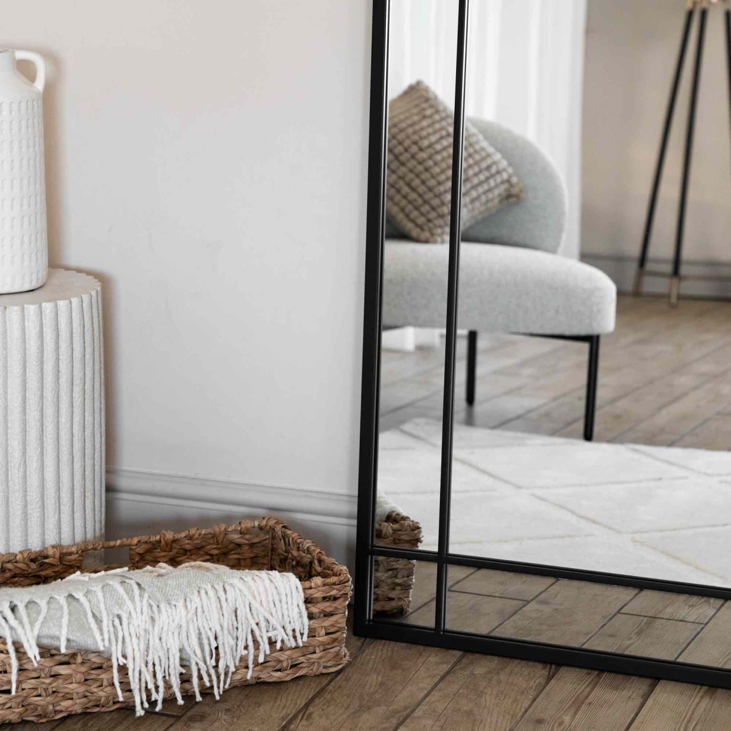 Aimi - Full Length Black Metal Rectangle Window Mirror - 200cm x 120cm - White Bear Furnishings
