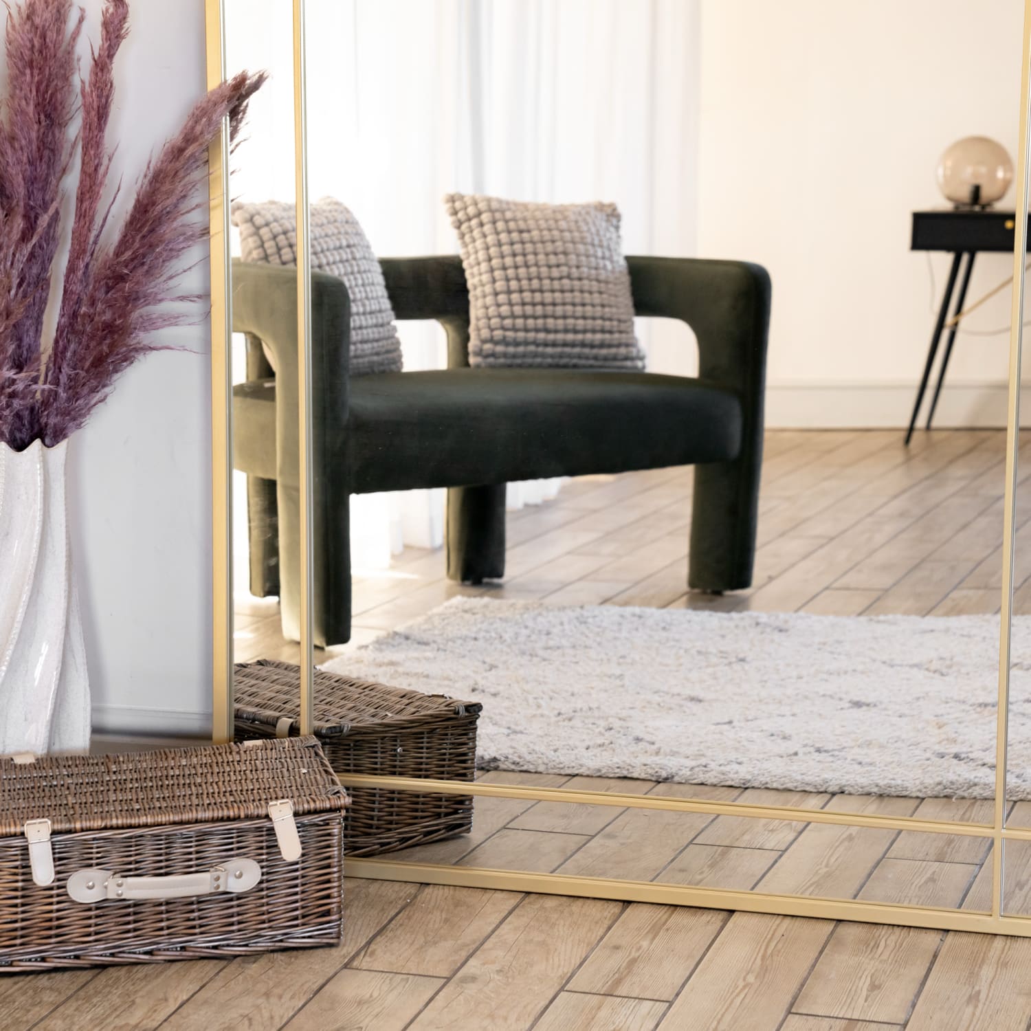 Aimi - Full Length Gold Metal Rectangle Window Mirror - 200cm x 120cm - White Bear Furnishings