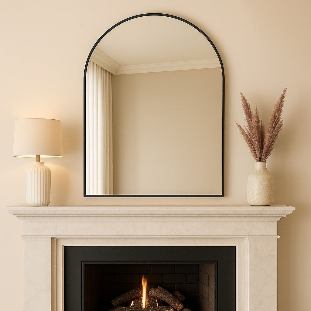 Akiko - Black Metal Arched Mirror - 120cm x 95cm